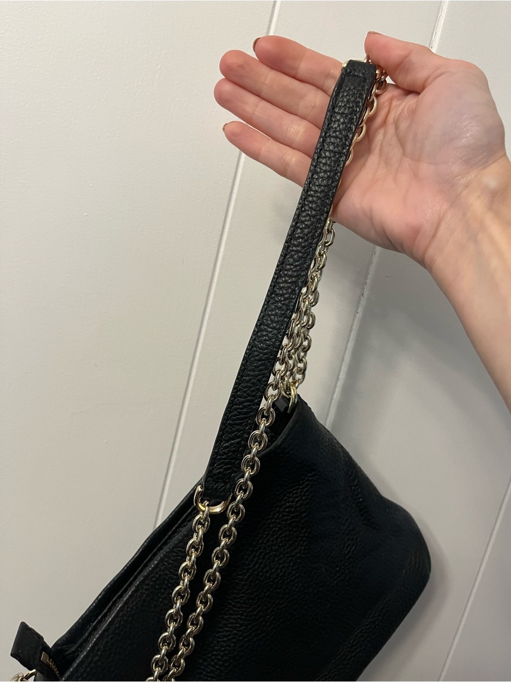 Kate Spade Jackson Street Ellery Convertible Bag Pebbled Black Leather Chain - Picture 7 of 16